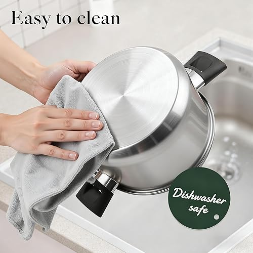 Miniatura 5 de Juego de utensilios de cocina de acero inoxidable, juego de ollas y sartenes de 14 piezas, juego de utensilios de cocina con mango de enfriamiento