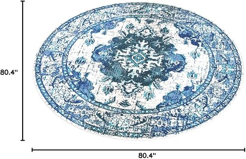 Miniatura 352 de Safavieh Tapete de área grande, colección Monaco, 11 pies x 15 pies, azul marino y celeste, diseño desgastado de medallón, no desprende pelusa