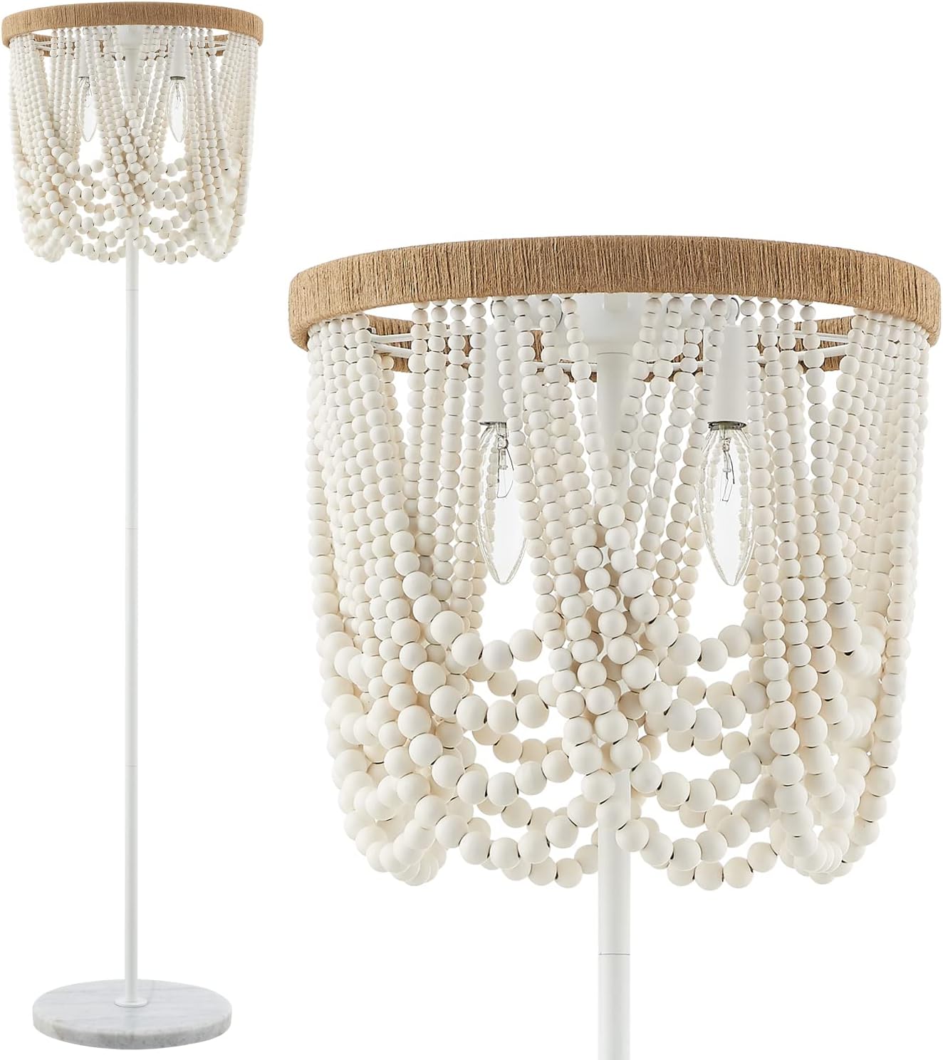 VILUXY Bohemia Wood Beaded Boho Floor Lamp Antique Rustic