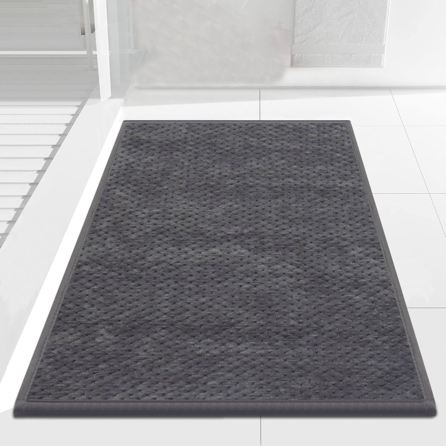Cheerx Bathroom Rug 40 x 60 cm, Soft Chenille Fibre Bath Mat, Non-Slip Rubber Backed Floor Mat
