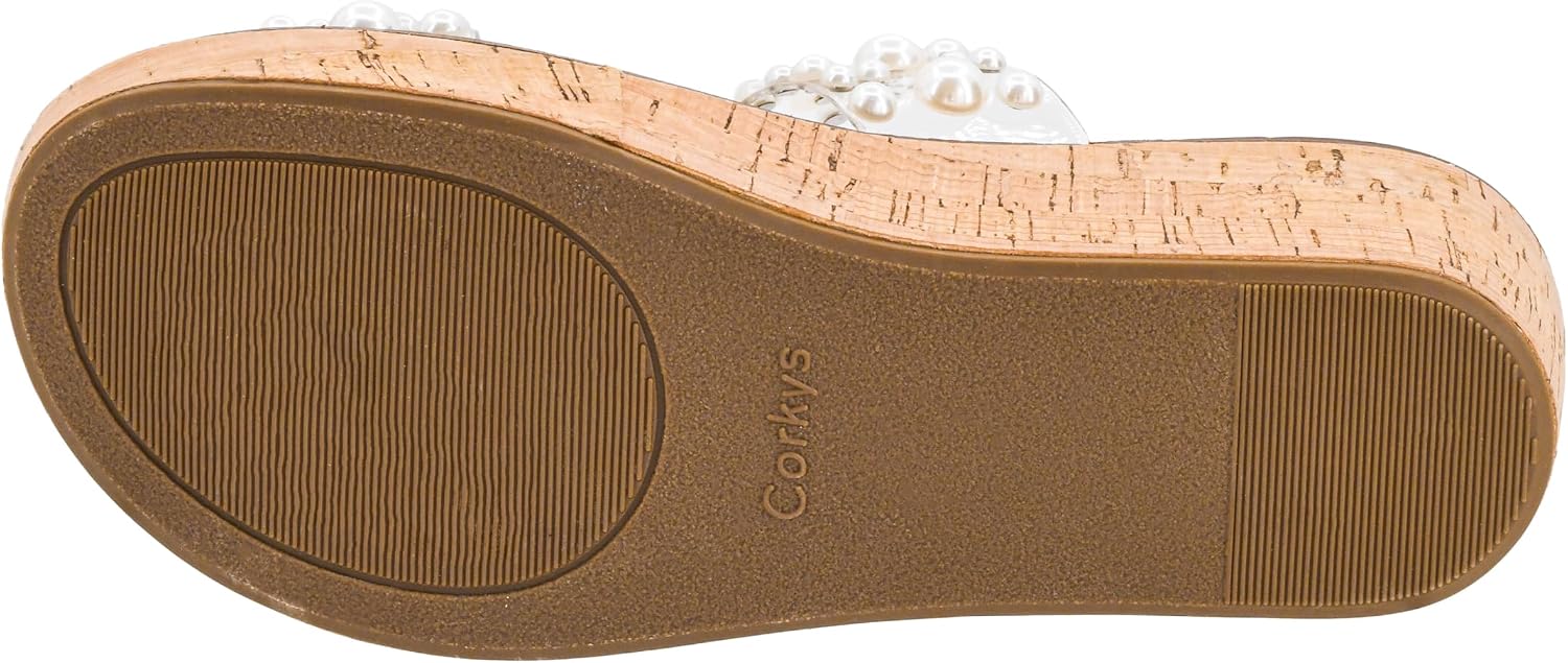Corkys Footwear Hey Girl Yes Please Women’s Wedge Sandal – Studded Double Straps, Subtle 2-inch Heel, Cushioned EVA Insole, Lightweight Cork-Wrapped Outsole