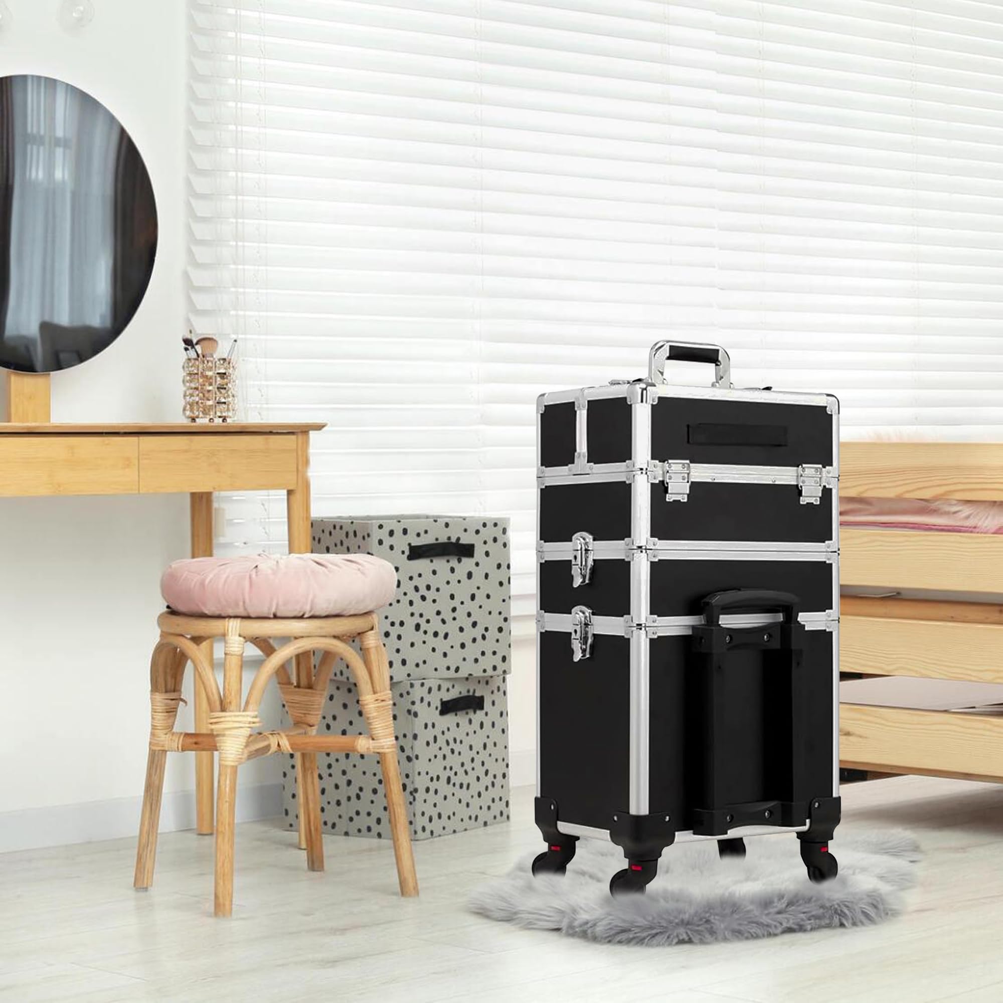 Make Up Trolley 106 x 36 x 24 cm - Kosmetyczka - Walizka fryzjerska - Beauty Case - Zestaw do makijażu - Czarny