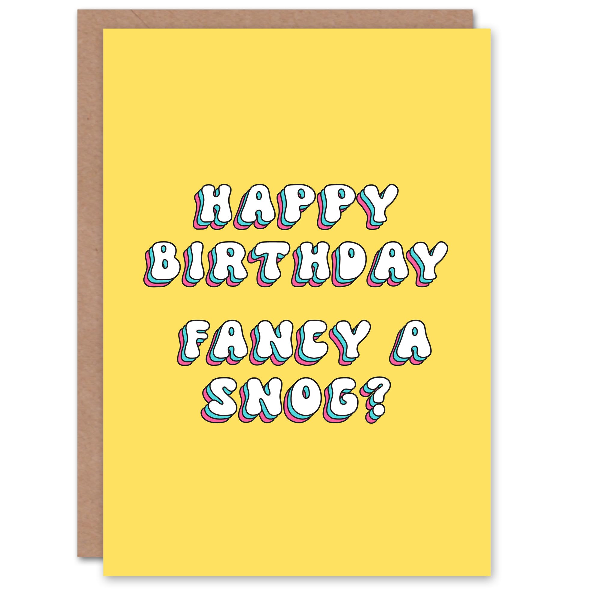 Artery8 Greeting Card Fancy A Snog Cheeky Funny Bright Retro For Her Woman Birthday Card