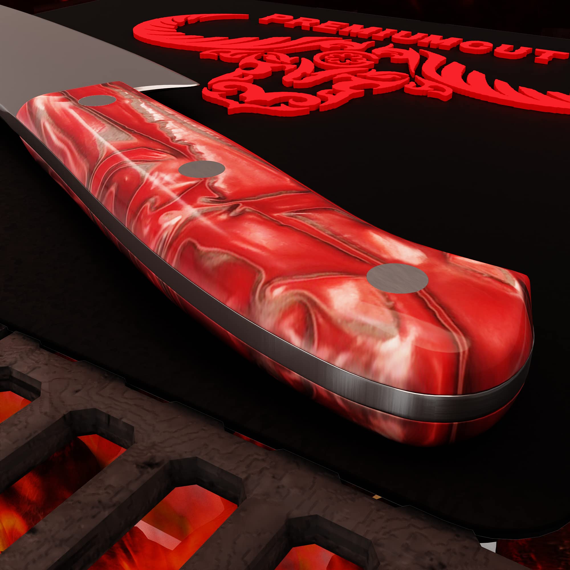 Giesser depuis 1776 - fabriqué en Allemagne - couteau de chef 30 cm Red Diamond, PremiumCut Barbecue No 1, couteau de cuisine, acrylique, rouge, inoxydable, couteau à griller allemand tranchant