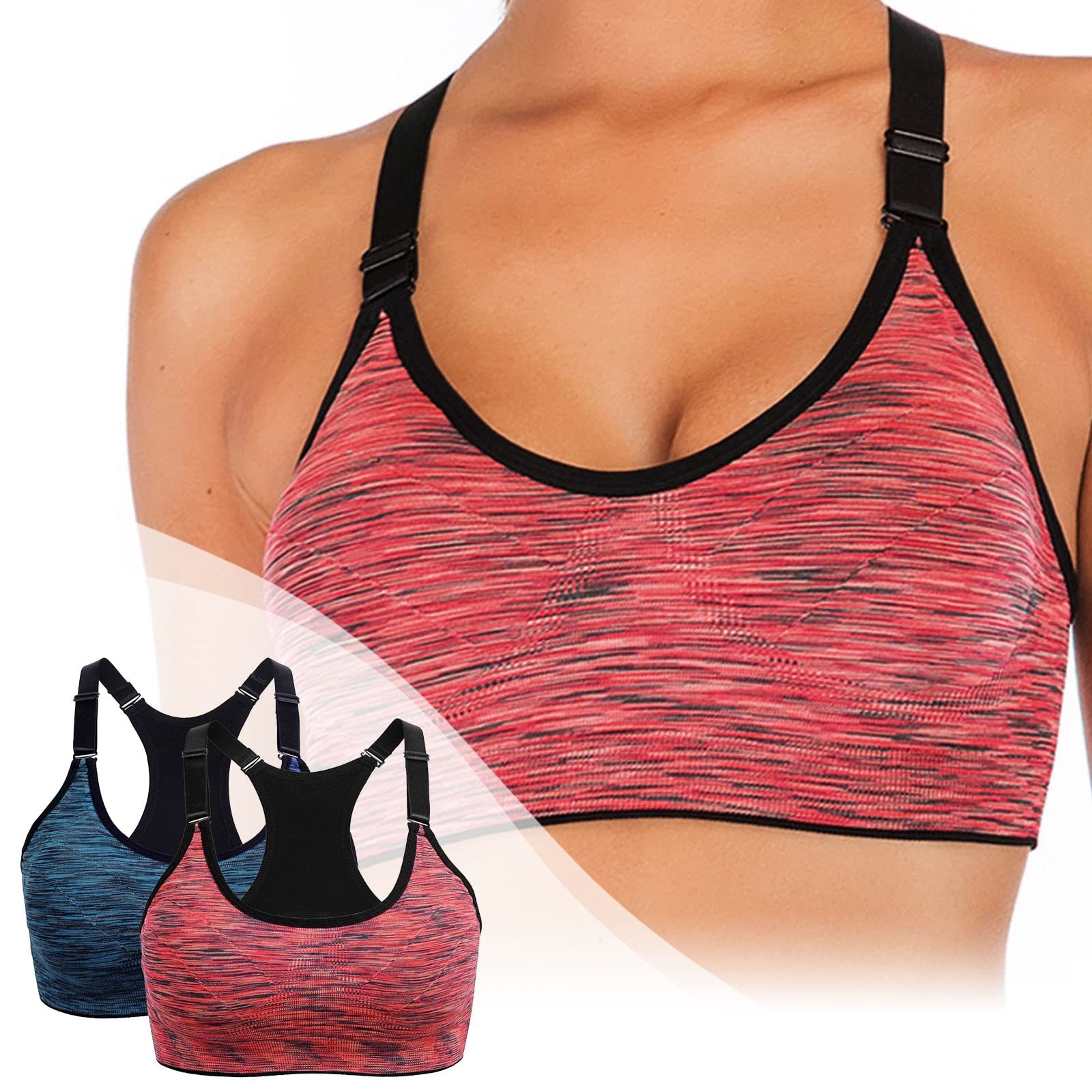 Sports Bra for Women High Yoga Running Seamless Gym Tank Top Fitness Vest Pack of 2, c, XL