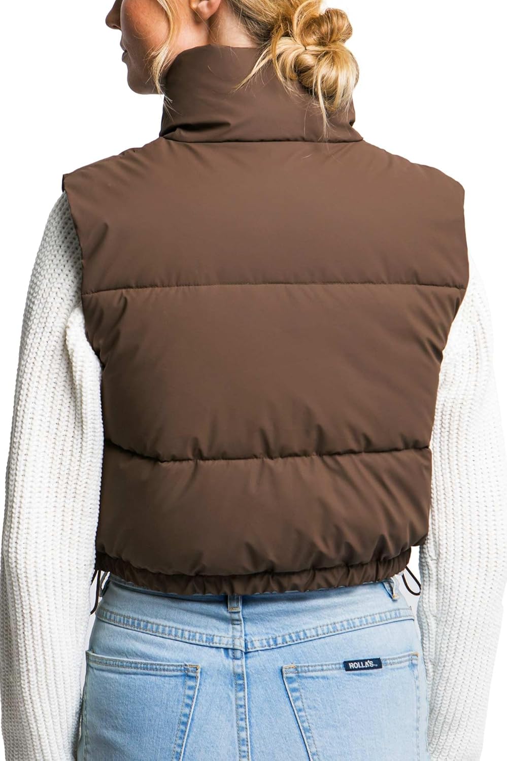Micro Faux Leather Puffer Vest