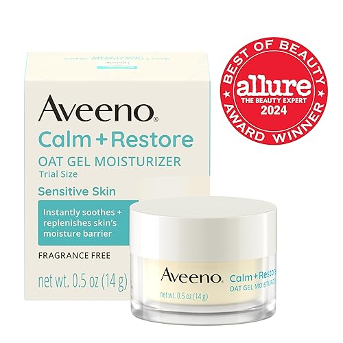 Miniatura 10 de Aveeno Calm + Restore - Hidratante facial de gel de avena para pieles sensibles, crema de gel ligera hidratante facial con avena prebiótica y