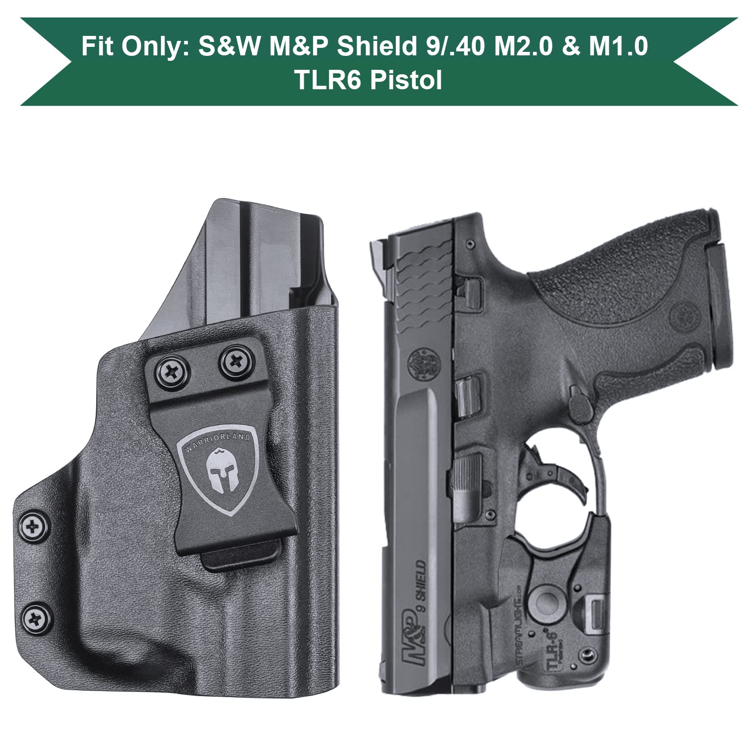 M&P Shield 9/.40 w/TLR-6 Holster, IWB Kydex Holsters Custom Fit: S&W M&P Shield 9mm/.40 M2.0 TLR6 Pistol, Inside Waistband Concealed Carry for Men/Women, Adj. Cant & Retention, Right Hand Draw
