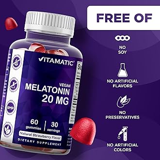 Vitamatic Melatonin 20mg Gummies for Adults, 30 Servings - 60 Count - Non-Habit Forming Supplement (Pack of 2)