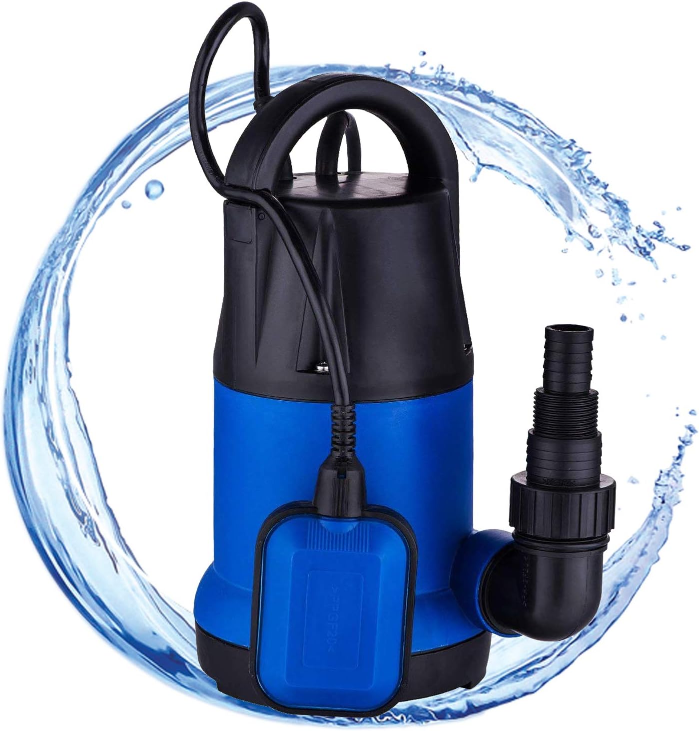 Hosmat 1HP Submersible Pump Portable Sump Pumps Clean Water Pump w/Float Switch for Swimming Pool and Garden Pond Draining (Blue)
