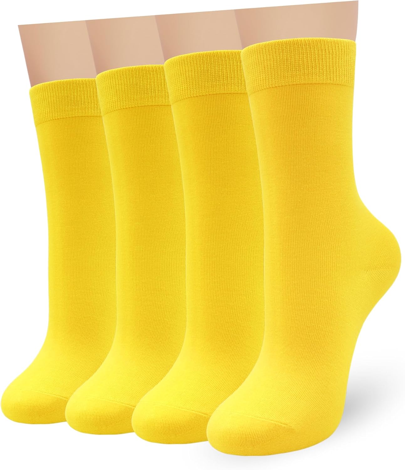 Womens Combed Cotton Color Thin socks Viscose- Breathable Soft Crew Casual Socks Comfort Gift 4 Pairs