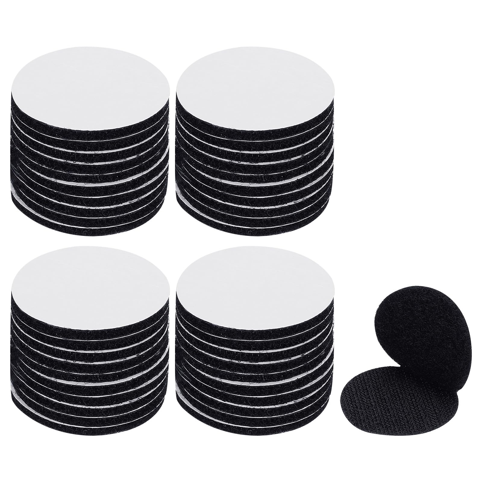 PATIKIL 1.6 Inch Round Adhesive Hook and Loop Dots, 40 Pairs Circle Double Sided Sticky-Back for Home Office Crafting Car Phone Mount, Black