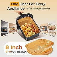 Vista 2 de 400 forros para freidora de aire desechables para cesta doble, hojas de papel pergamino de 8 x 5.5 pulgadas, forros rectangulares para hornear Ninja