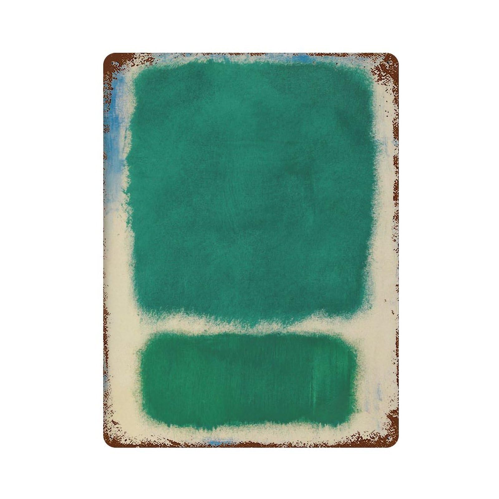 xiaoxiaoshen Mark Rothko Green Beige Abstract Exhibition Wall Decor Art Metal Tin Poster Modern Home Decor Art Home Bar Shop Decorations Vintage Sign 40x30cm