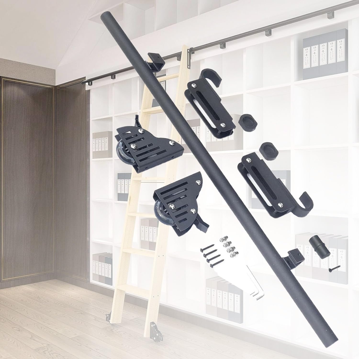 Library Ladders Hook Our Hook And Rolling Ladders — Barn Door