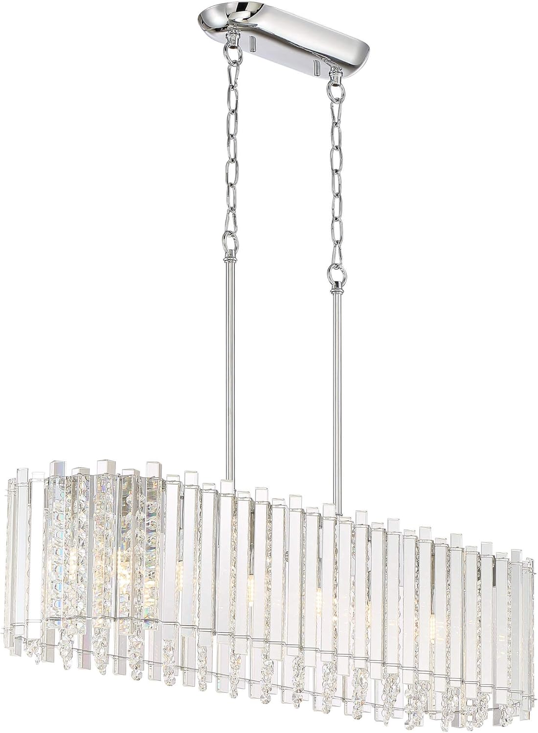 Mirabell Chrome 37" LED Island Pendant with Clear Crystal Droplets
