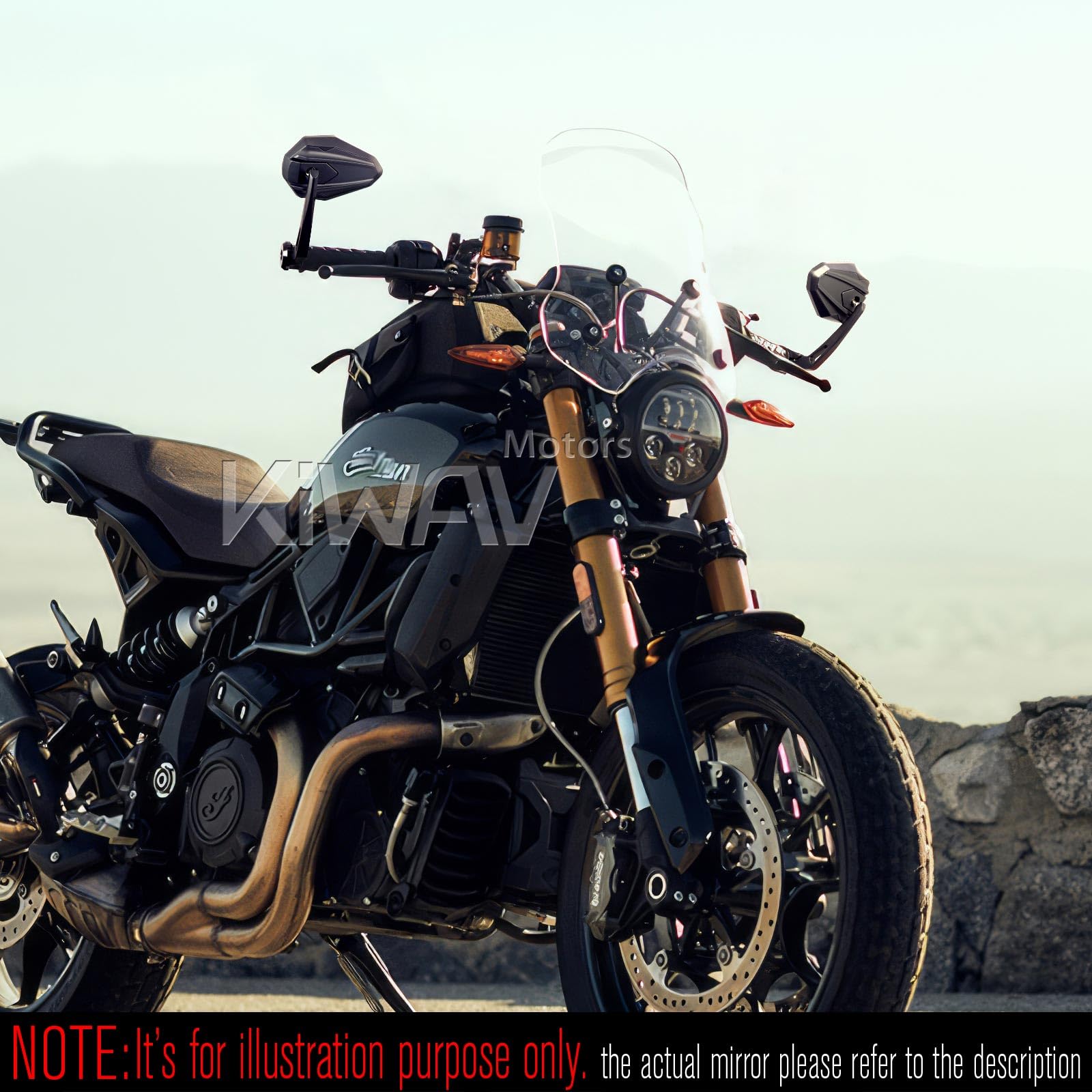 KiWAV】バーエンドミラー黒M8ネジ式 左右セット