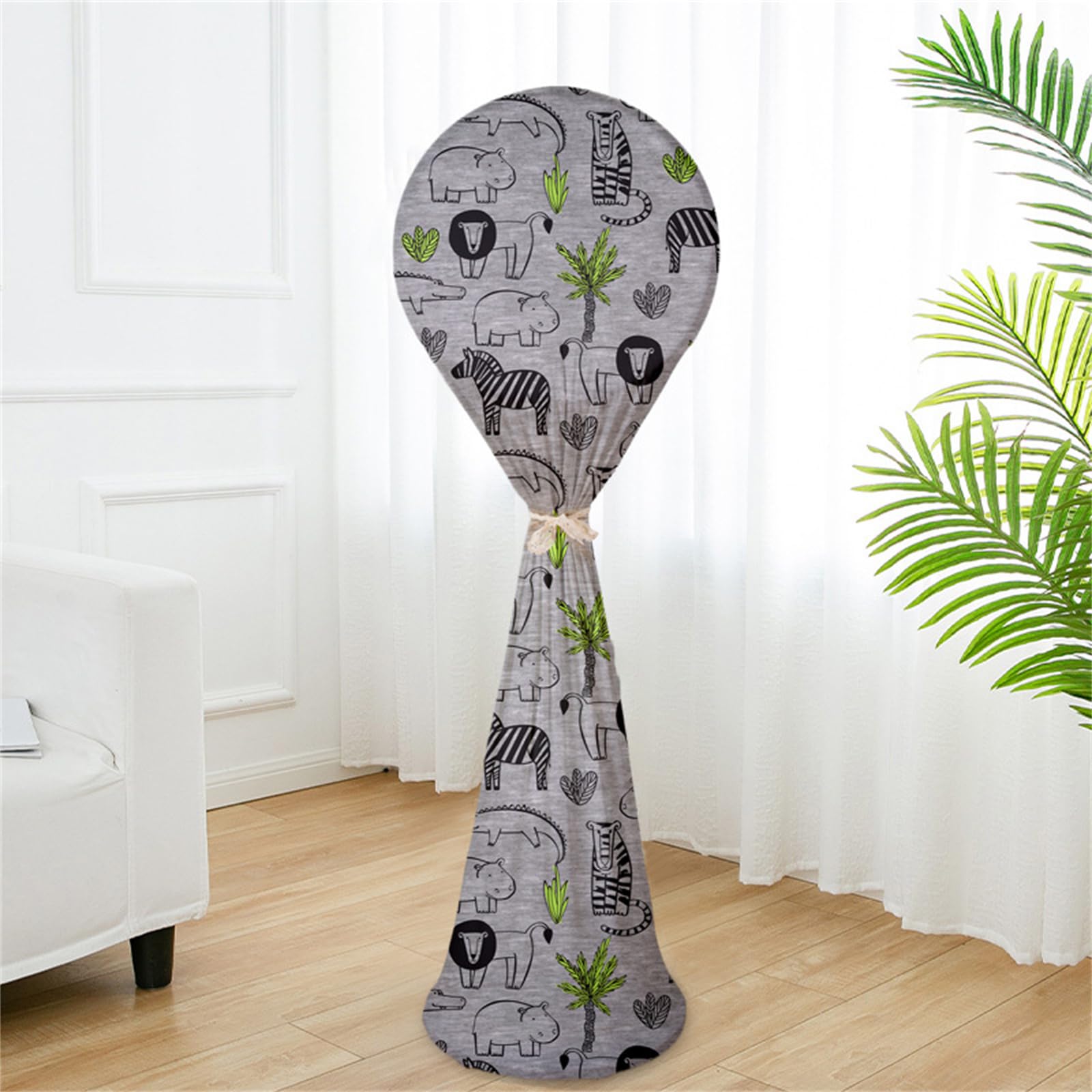 Treer Fan Dust Cover, Dustproof Electric Fan Cover Washable All Inclusive Fan Cover Moisture-Proof Protective Cover for Standing Round Floor Fans (Zoo,16 inch)