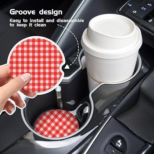 Miniatura 2 de COYEUX Portavasos absorbente para automóvil, paquete de 2, divertidos accesorios para automóvil, 2.56 pulgadas, bonitos posavasos para automóvil con
