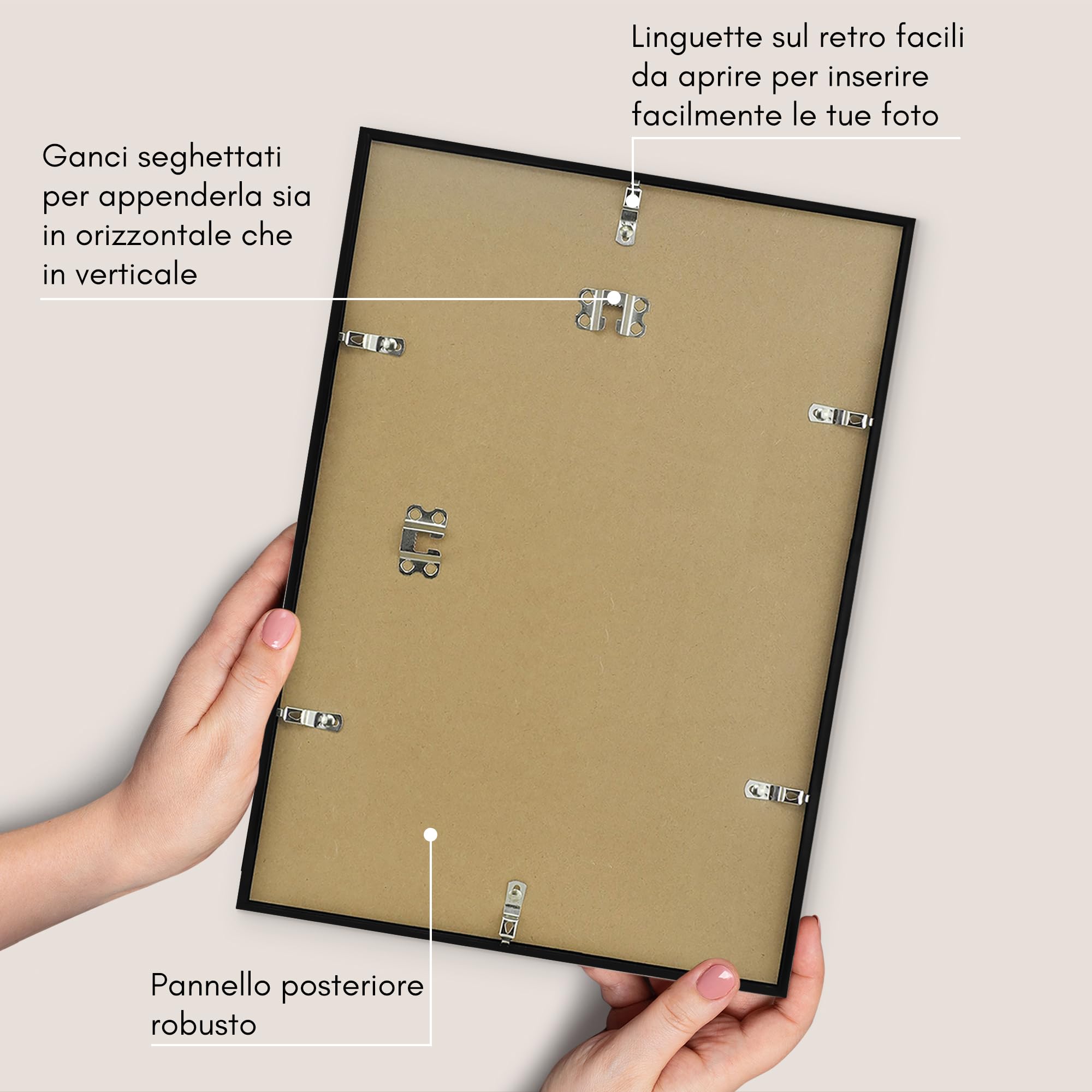 Americanflat Cornice 30x45 cm Nera - Cornice Foto 20x30 cm con Passepartout o 45x30 cm Senza Passepartout - Portafoto con Bordo Sottile in PVC e Pannello Protettivo in Plastica