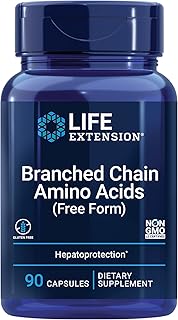Life Extension Branched Chain Amino Acids - BCAA Supplement - Essential Nutrition L-Leucine, L-Isoleucine, L-Valine for Muscle Recovery Support after Workout - Gluten & GMO Free - 90 Capsules