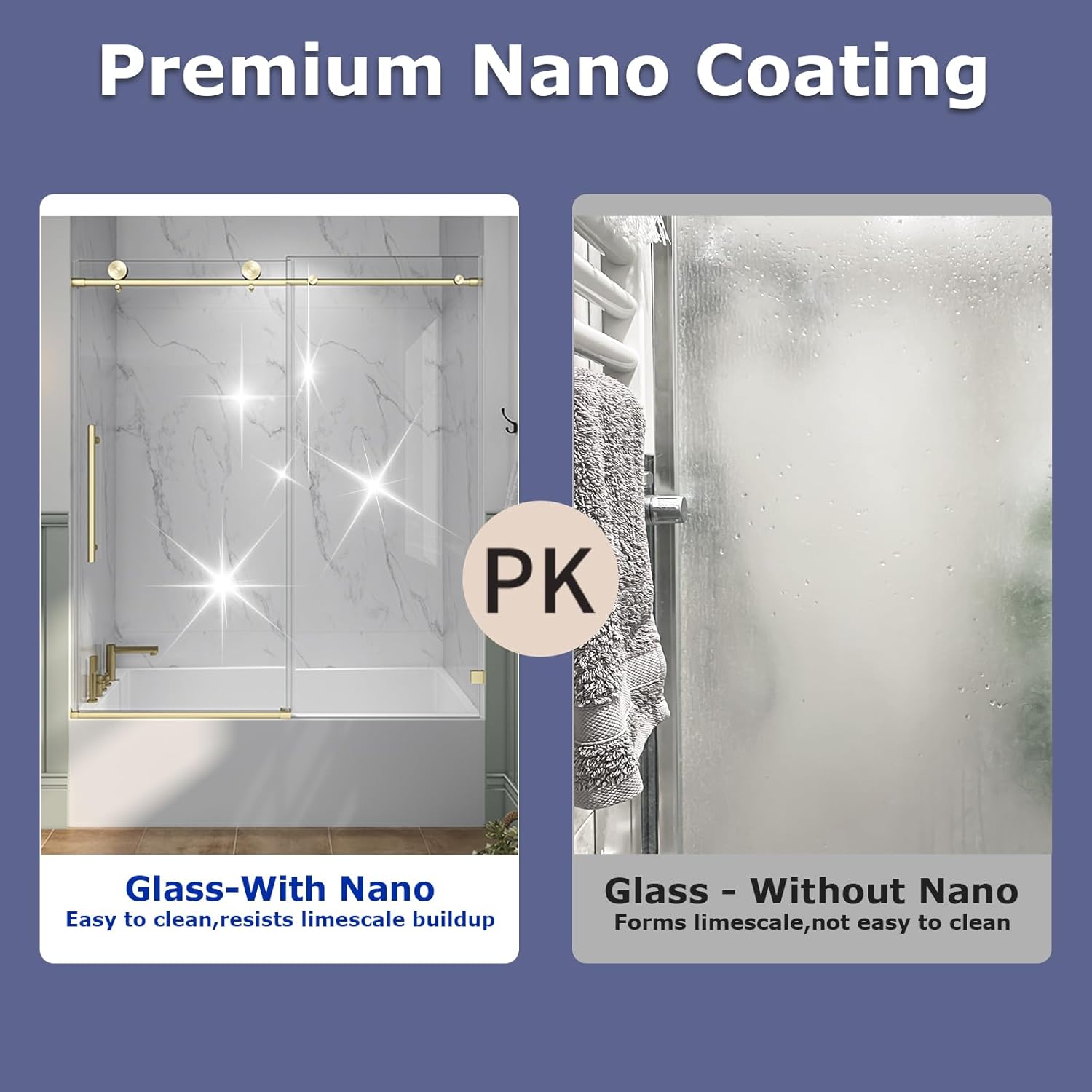 55"-60" W x 63" H Soft Closing Sliding Bathtub Shower Doors,Water Repellent Frameless Tub Shower Door,5/16" (8mm) Transparent Glass,Nano Explosion-Proof Film (Brushed Gold 60" Wx63)
