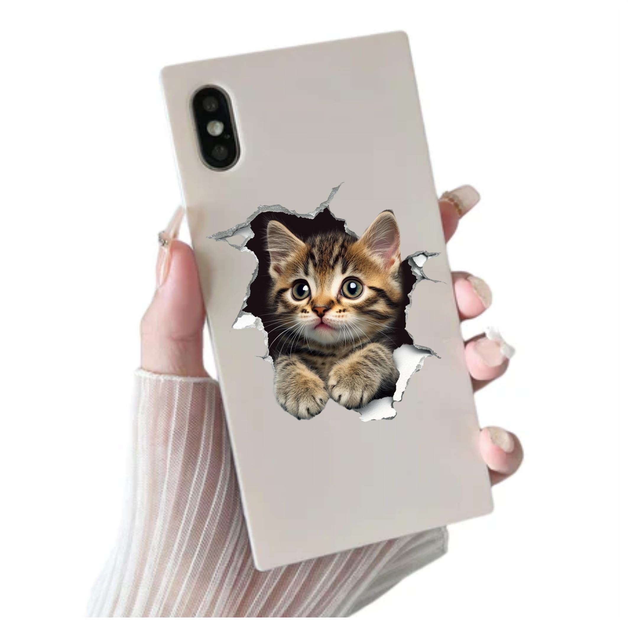 x4 Savannah Brown Cat Vinyl Stickers Cover Marks Non Transparent Waterproof Kitten Decals 1@20cm Tall & 3@7cm Tall Ideal for Toilet Car Phone case - Image 3