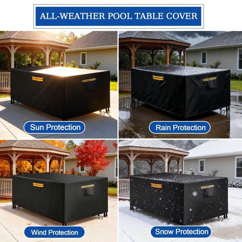 Funda para Mesa de Billar de 6/7/8/9 Pies, Funda Impermeable y a Prueba de Polvo para Mesa de Billar, Funda Resistente para Mesa de Billar de Snooker