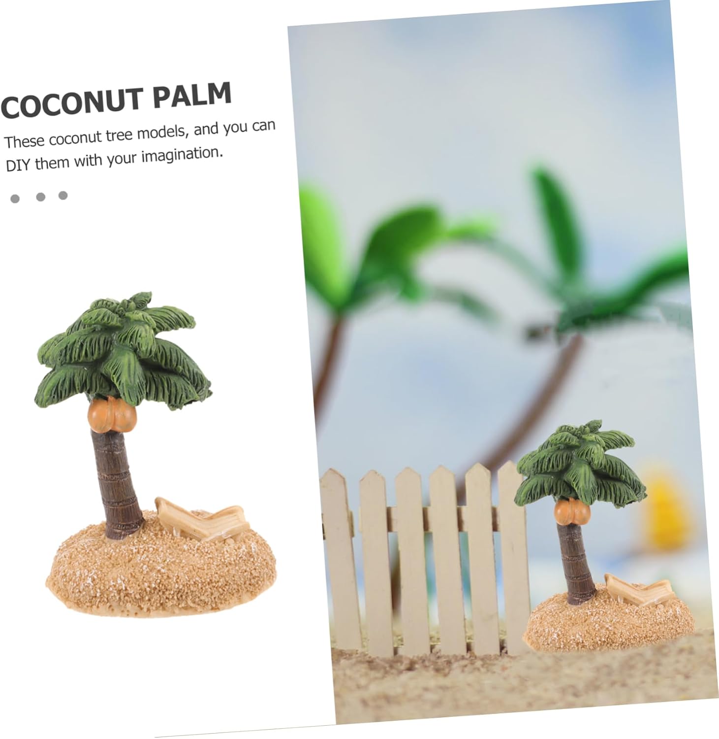 10pcs Realistic Simulation Coconut Tree Decor Resin Coconut Tree Ornament Micro Landscape Box Supply for Decor