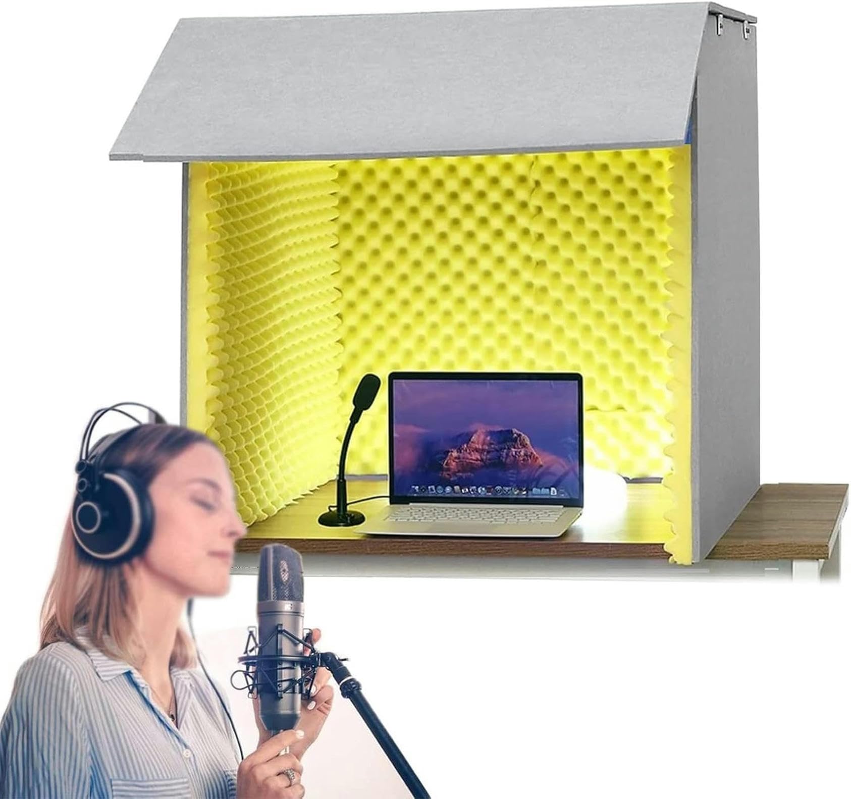 Studio enregistrement portable CNPRAZ : cabine d'isolation phonique pour microphone de bureau