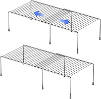 Vista 16 de Estante de almacenamiento para gabinete Redrubbit, mostrador de cocina y estante de gabinete metálico expandible y resistente al óxido, organizador