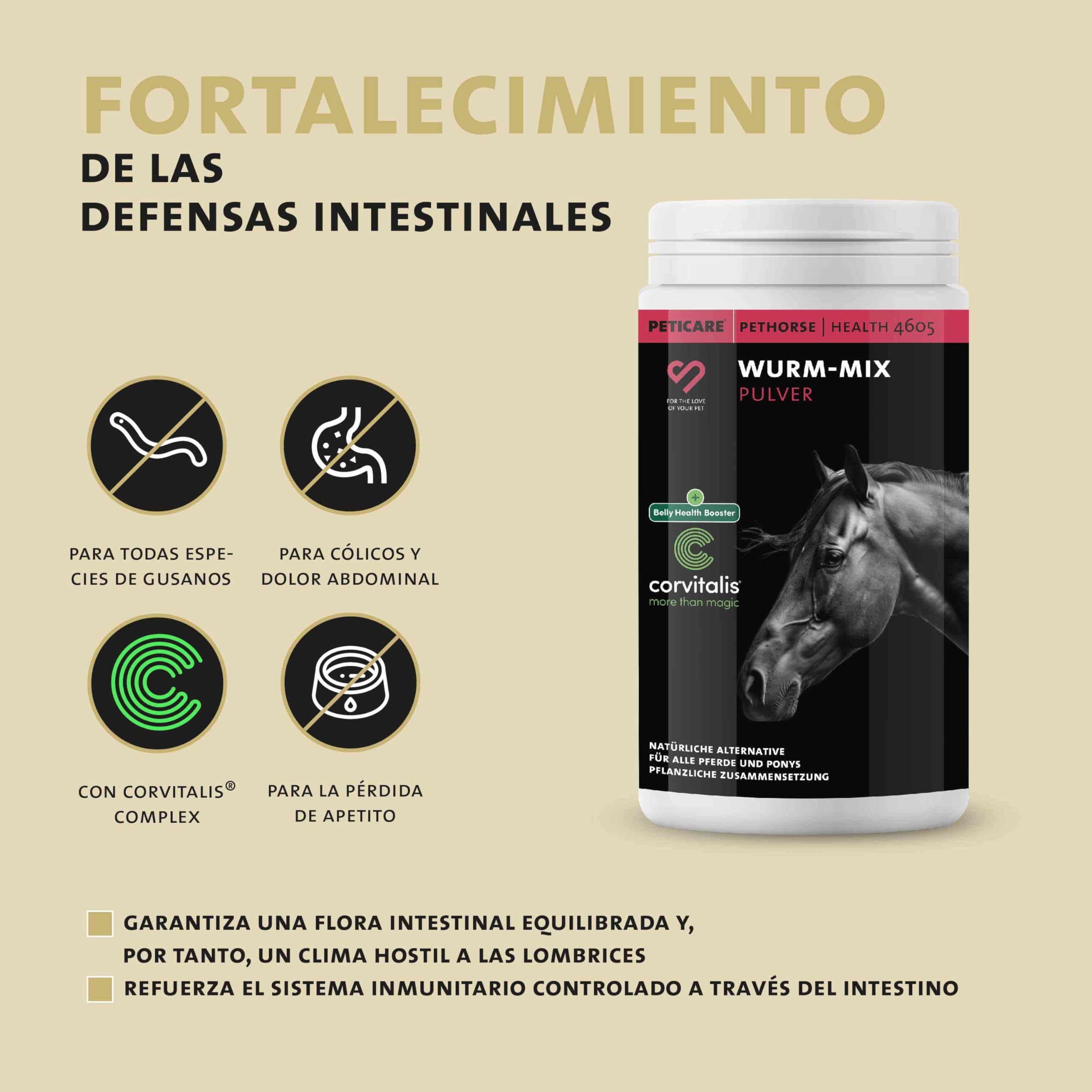 Peticare desparasitante en Polvo para Caballos | secundario a la desparasitación y la infestación del Gusano | para Caballos y Ponis | Ingredientes a Base de Hierbas, ajenjo | petHorse Health 4605