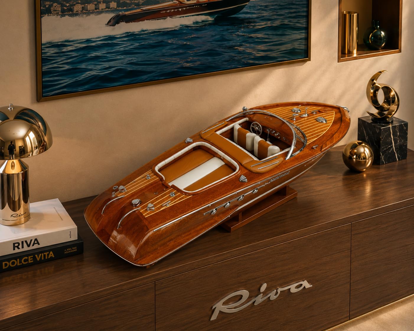 Générique maquette bateau bois Riva Aquarama 55 cm modelisme