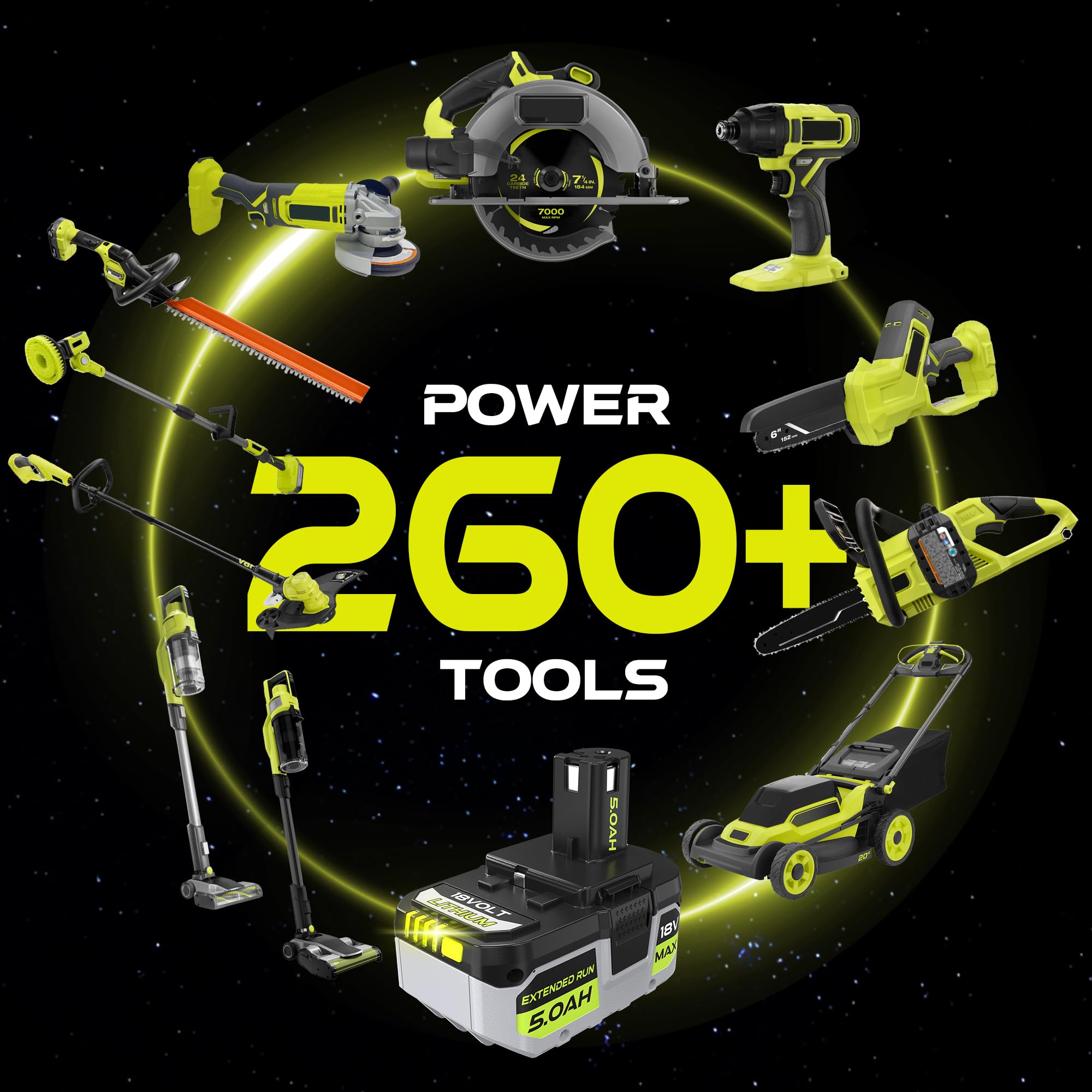 5,0 Ah de rechange pour Ryobi 18 V ONE + batterie P108 P102 P103 P104 P105 P107 P109 P122 compatible avec Ryobi 18 V ONE + outils électriques sans fil