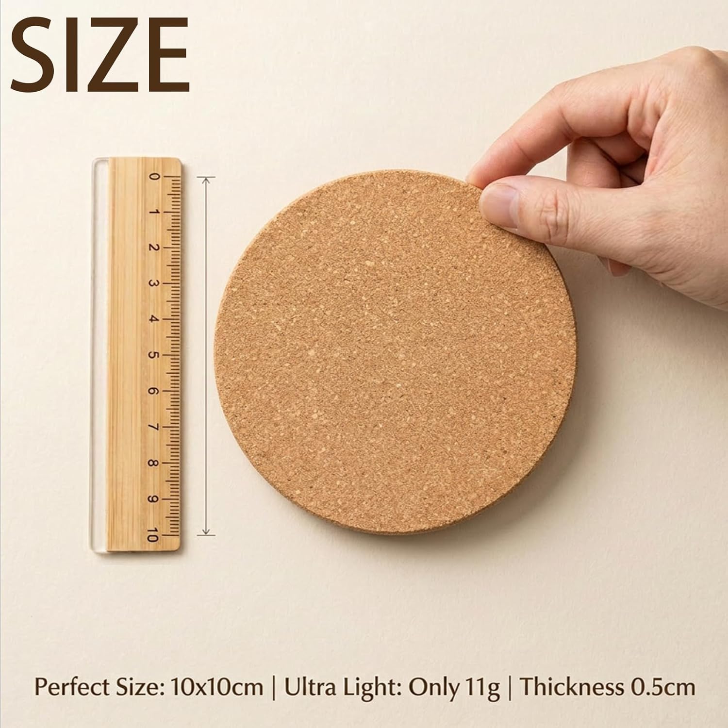 Personalized Cork Coasters (30-100PCS) – Custom Drink Coasters with Laser Engraved Logo, Name or Text – Slip Cork Cup Coasters for Bars, Coffee Shops, Weddings & Home Decor (Round Engraving)