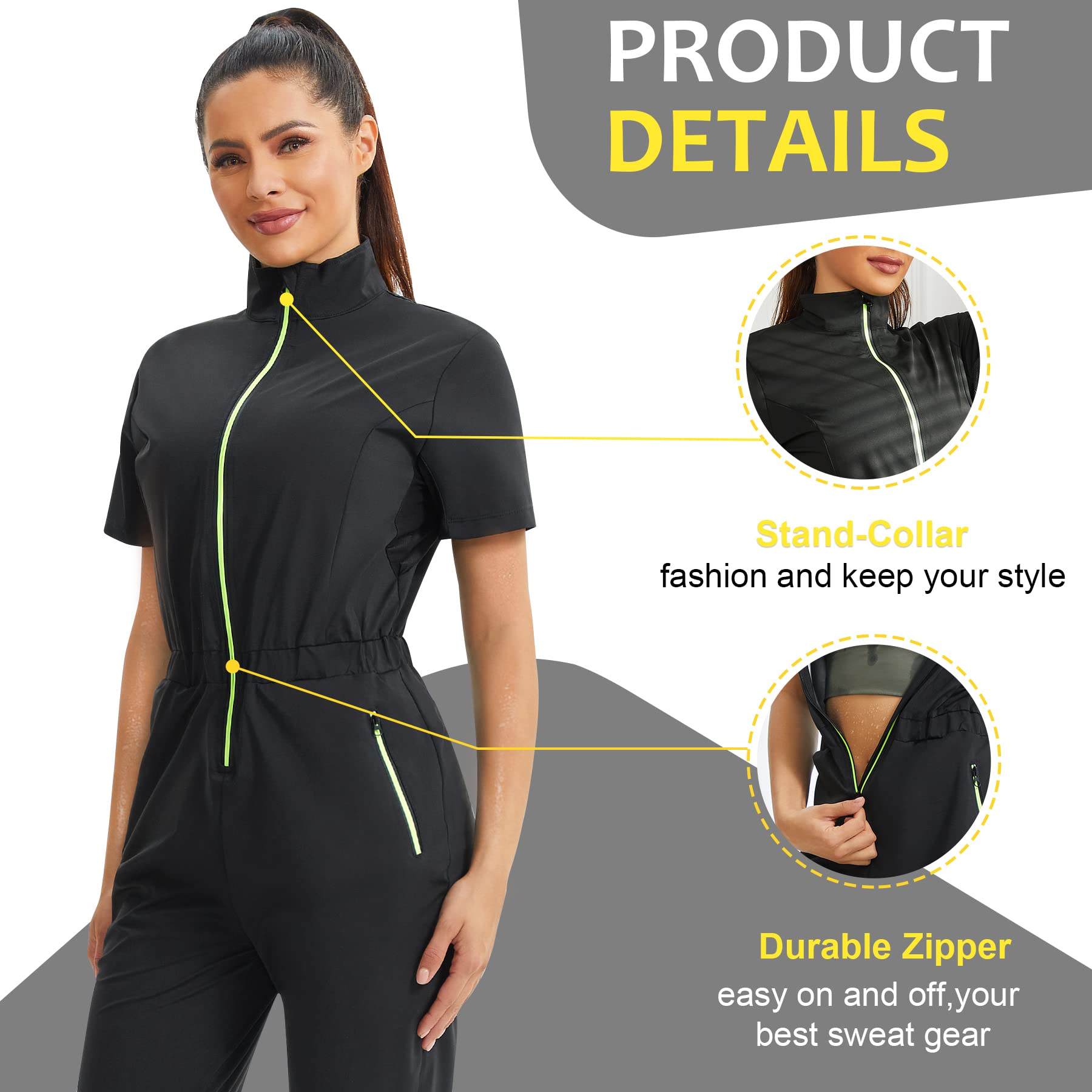 Junlan Tuta Sauna Magliette Termiche Donna Abbigliamento Sportivo Effetto Sauna Canottiera per sudare Sportiva Sauna Suit