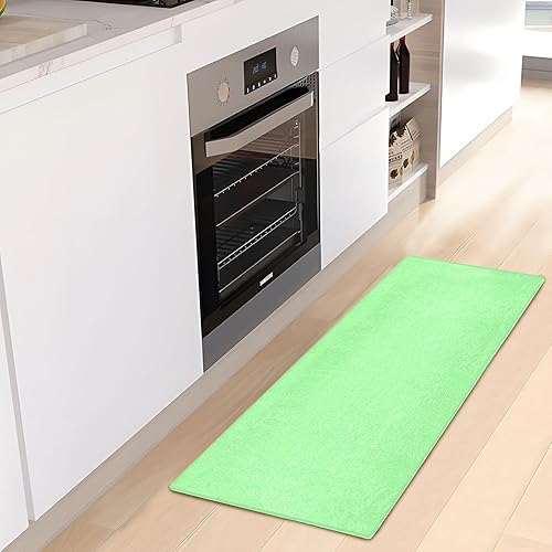 Miniatura 6 de Tapete de felpa verde pálido para baño, absorbente y antideslizante, tapete de baño con parte trasera de goma, lavable, 39 x 20 pulgadas