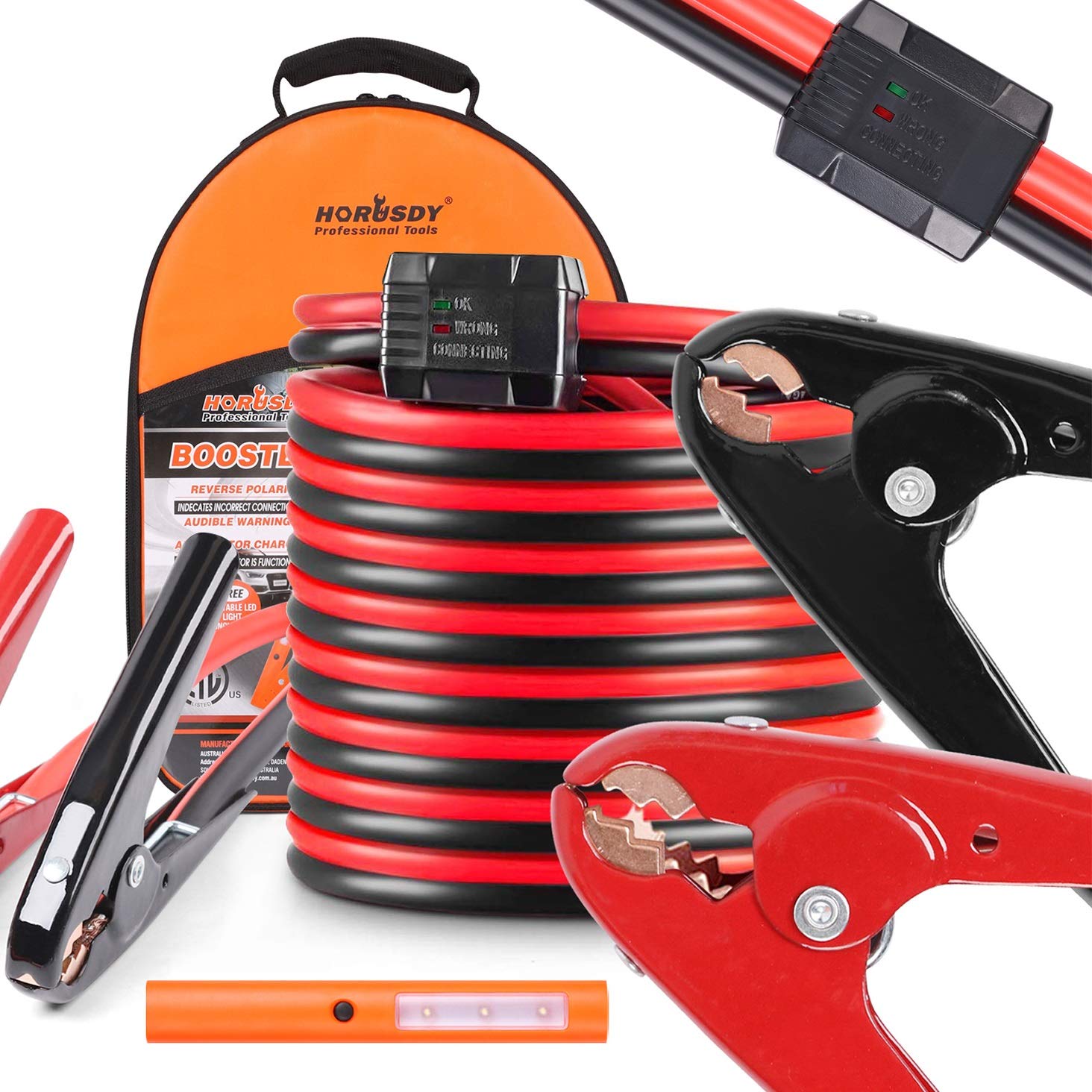 25 FT Jumper Cables, 1Gauge 800A Heavy Duty Jumper Battery Cables 25