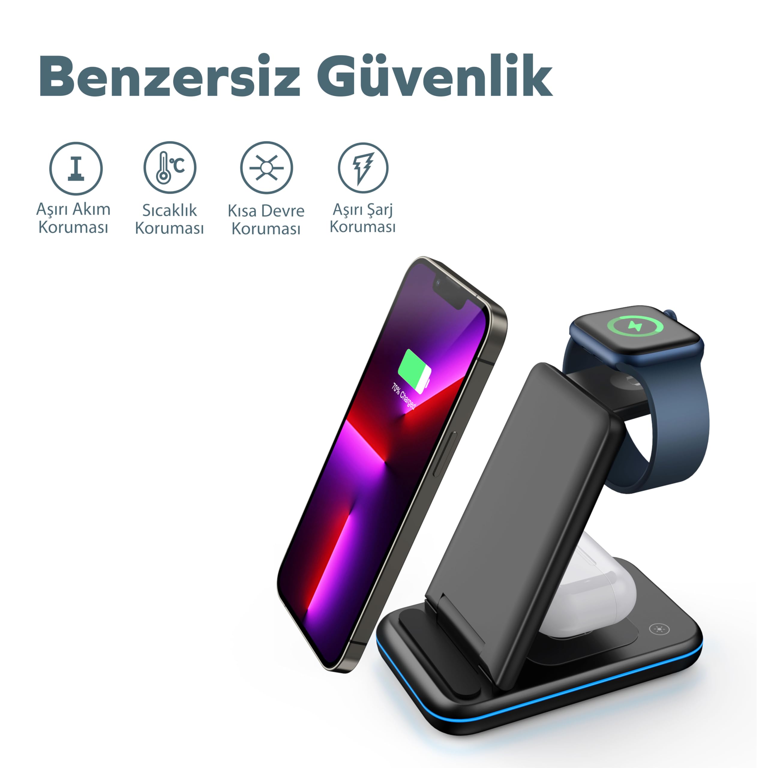 Woyax by Deji iPhone-Watch-Airpods Uyumlu Katlanabilir 15W Hızlı