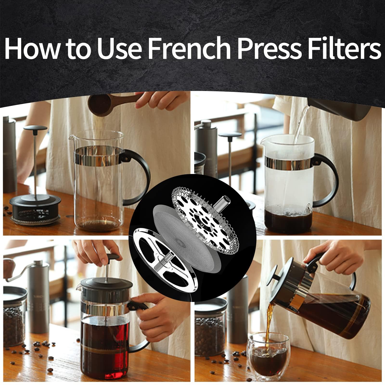 French Press Filters - 6 Pack Replacement -5 French Press Filters - 6 Pack Replacement -5