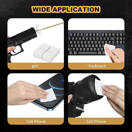 Miniatura 4 de BOOSTEADY Parches de limpieza de armas, parches de limpieza cuadrados en estuche de plástico, paños de limpieza altamente absorbentes sin pelusas,