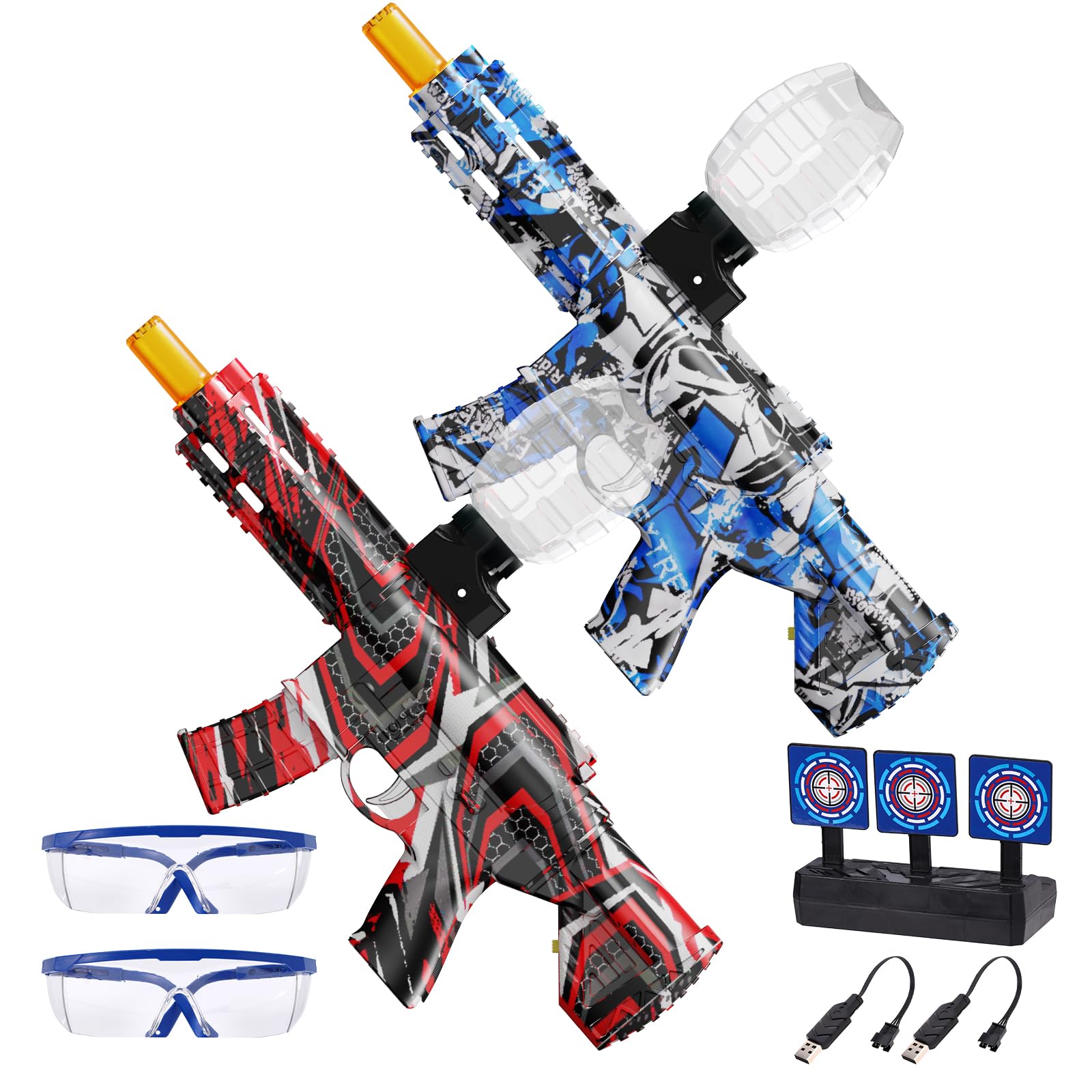 2 Set Electric Splatter Blaster Toy, Outdoor Team Games, Christmas, Halloween, Birthday, New Year Gift for Ages 14+ (Red+Blue)