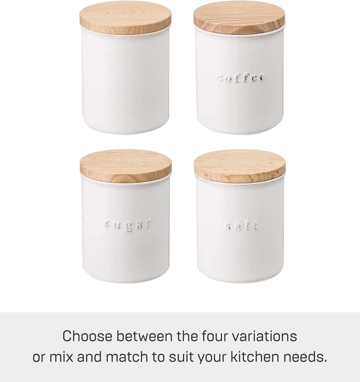 YAMAZAKI Home Tosca Ceramic Canister - Dry Food Kitchen Storage Container Organizer - Sugar - 15.25 Oz., 450 Ml