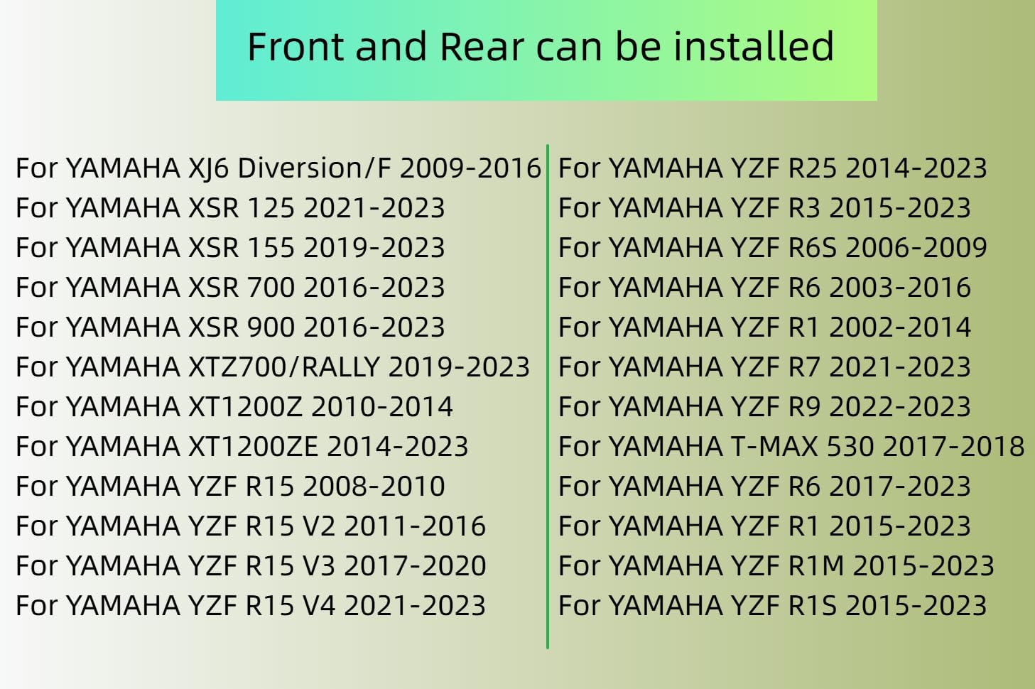 Front Rear LED Turn Signal Light Compatible With YAMAHA Diversion FZ-S FZ1 FZ6R FZ07 FZ8 FZ09 FZ25 MT03 MT07 MT09 MT10 Niken Tenere700 Tracer900 Vmax1700 XSR700 XSR900 YZF(R1 R3 R6 R6S R7)