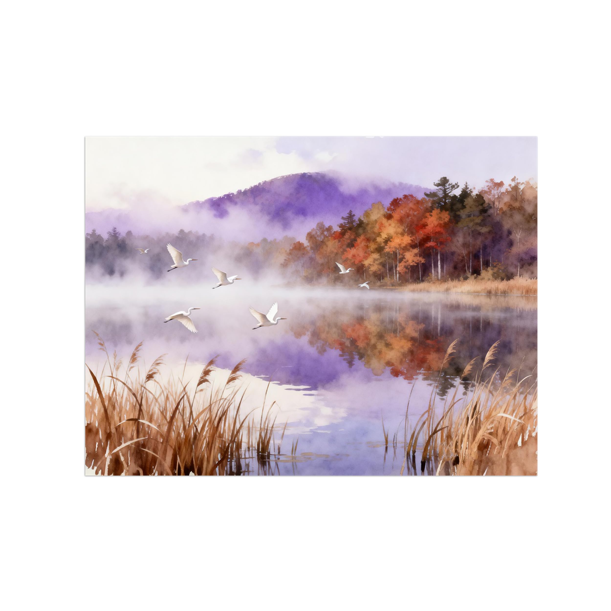 OZPWBVY Autumn Lake Landscape Canvas Wall Art Picture 70x90cm Unframed