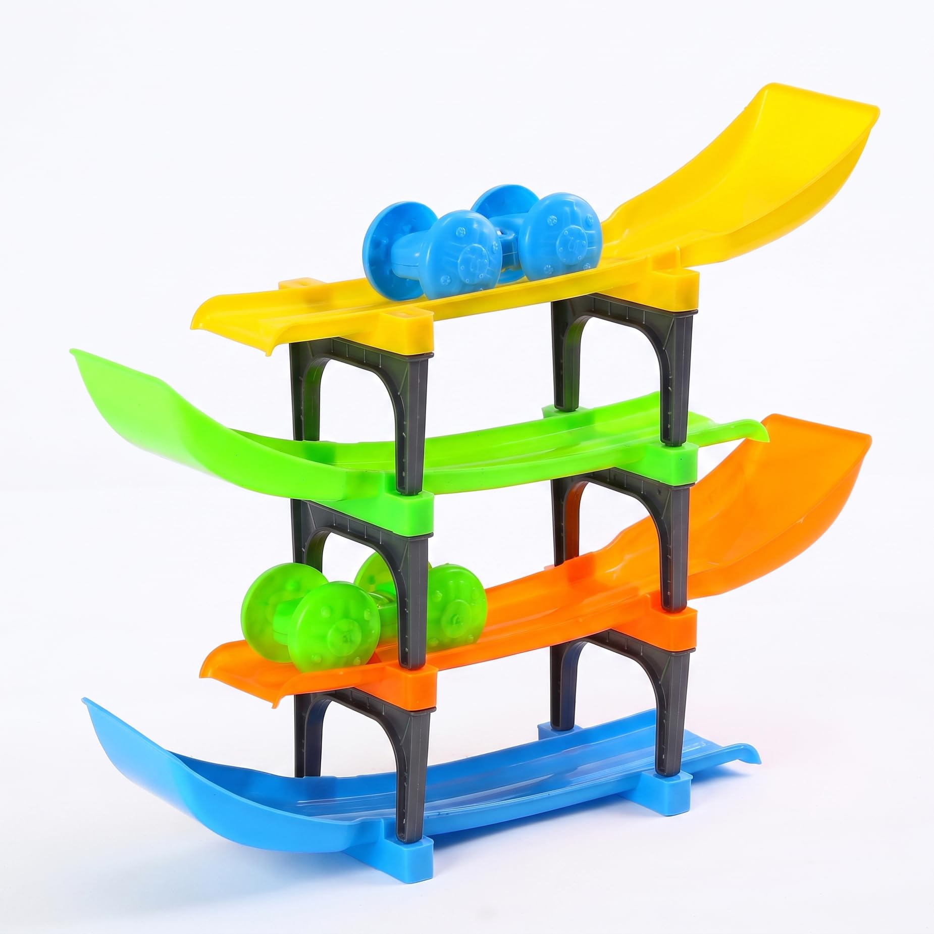 Velinor 4 Level Car Ramp Race Track Toy for Kids Months Toddler Racing Track with 2 Mini Sliding Cars for Kids Toys Educational Learning Toy Gift for Boys & Girls-image-38