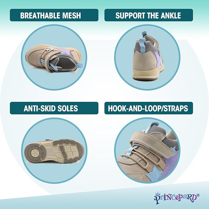 princepard Kids Orthopedic Shoes with Ankle and Arch Support,Breathable and Supportive Sneakers