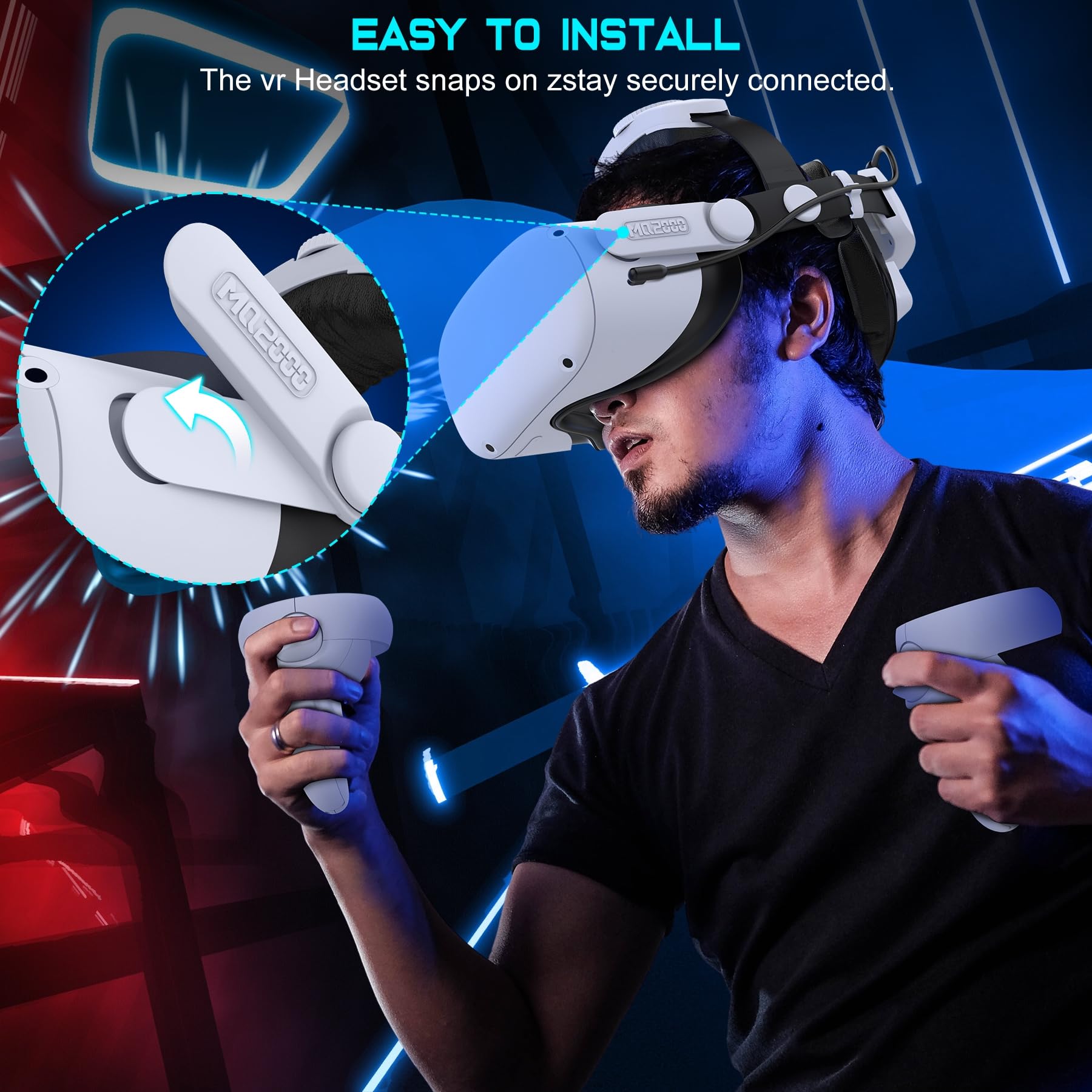 Elegamefy für Meta Quest 3/3S/Quest 2 Headstrap mit 15000mAh Akku und Ladestation - Wechselbare & Verlängerte Spielzei 8 Stunden, Verstellbares Dual-Knob