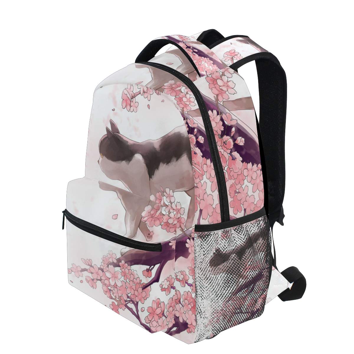 Chat Debout sur Le Sac à Dos d'école de Cerisier pour Le Sac de Voyage de Sac de Voyage d'enfants de Filles de garçons