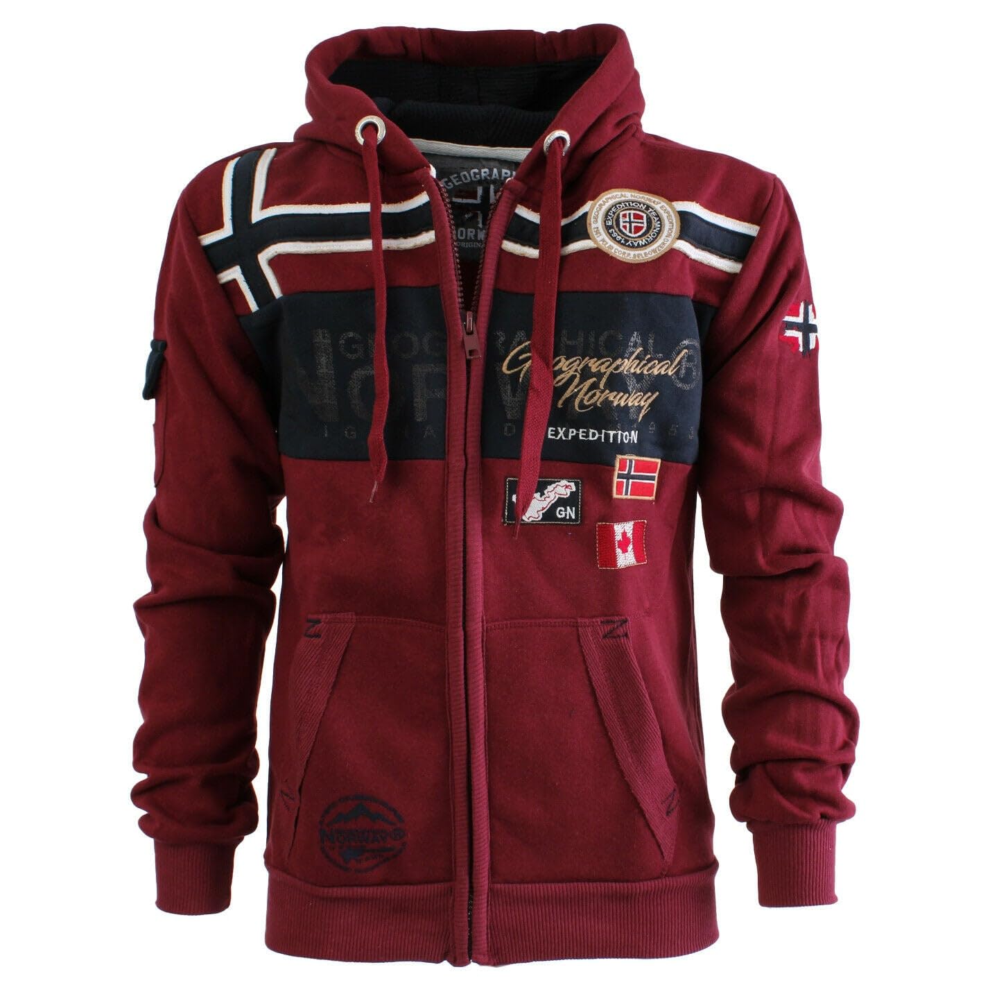 Geographical Norway GARADOCK Men - Sudadera con cremallera para hombre - Sudadera de algodón para hombre - Sudadera con capucha - Chaqueta de manga larga - Sudadera con capucha Sport Casual Bolsillos